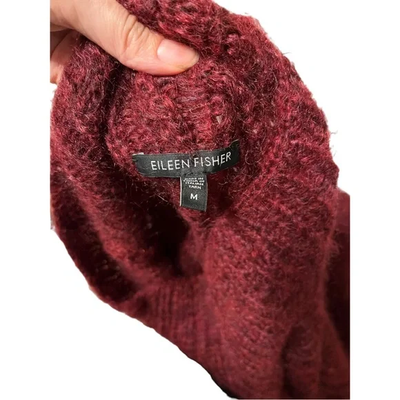 Eileen Fischer womens turtleneck burgendy mohair sweater size m - Picture 8 of 10